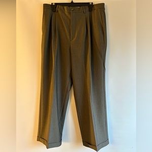 CLAIBORNE MENS STYLE MERU3804 GREY BLACK/TAN STRIPED DRESS PANTS SIZE 36/32